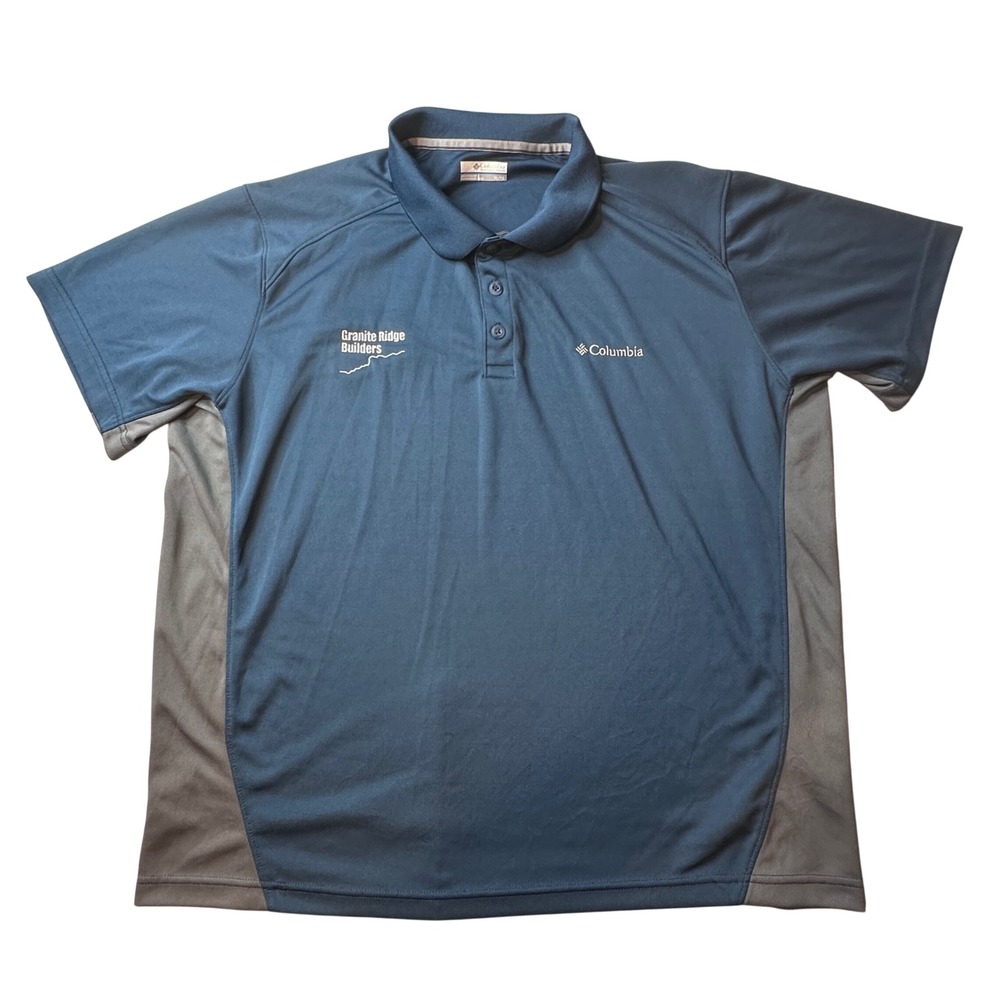 Columbia Polo Shirt Mens XL Blue Granite Ridge Builders Short Sleeve XM6957 Logo